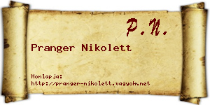 Pranger Nikolett névjegykártya